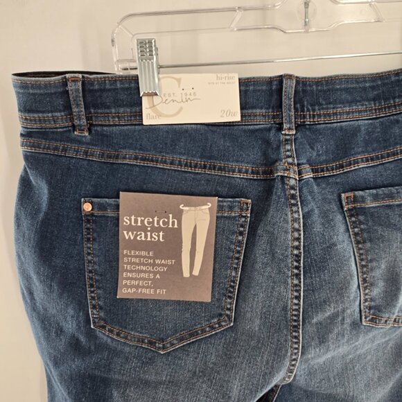 NWT Cato Est 1946 Flare Blue Denim Jeans 20W Super Stretch Waist Hi Rise Raw hem - Picture 5 of 8